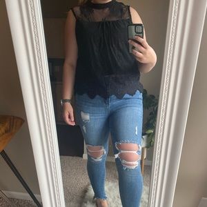 Alice Blue Lace Rose Tank Top